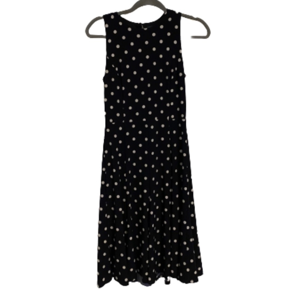Ralph Lauren | Navy Blue Dress w/ White Polka Dots